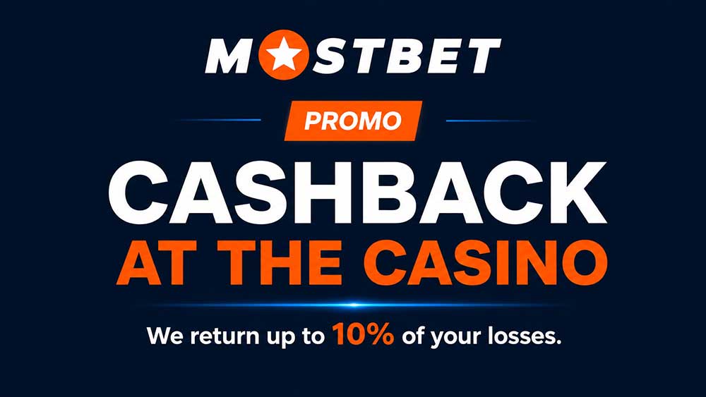 MostBet casino cashback promotion - up to 10% of your losses returned